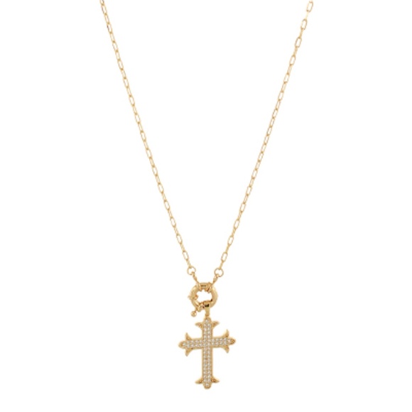 Pave Cross Pendant Chain Necklace - Picture 1 of 2
